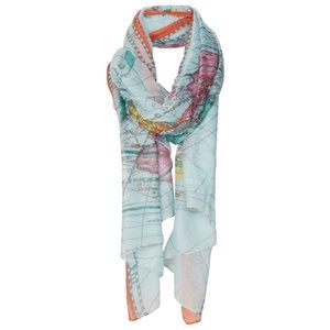 Colorful Old World Map Scarf — LIKE NEW!